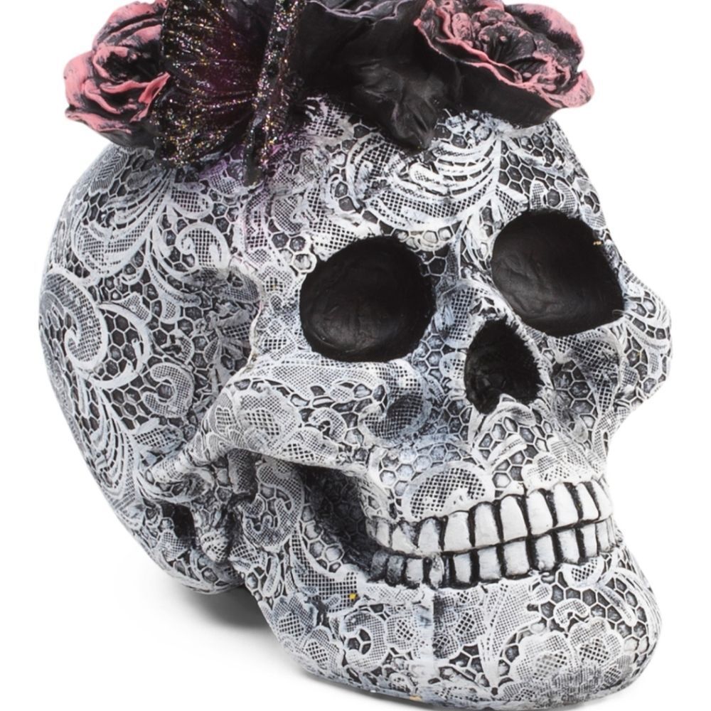 Moonlight Manot 8" Resin Butterfly Flower Skull